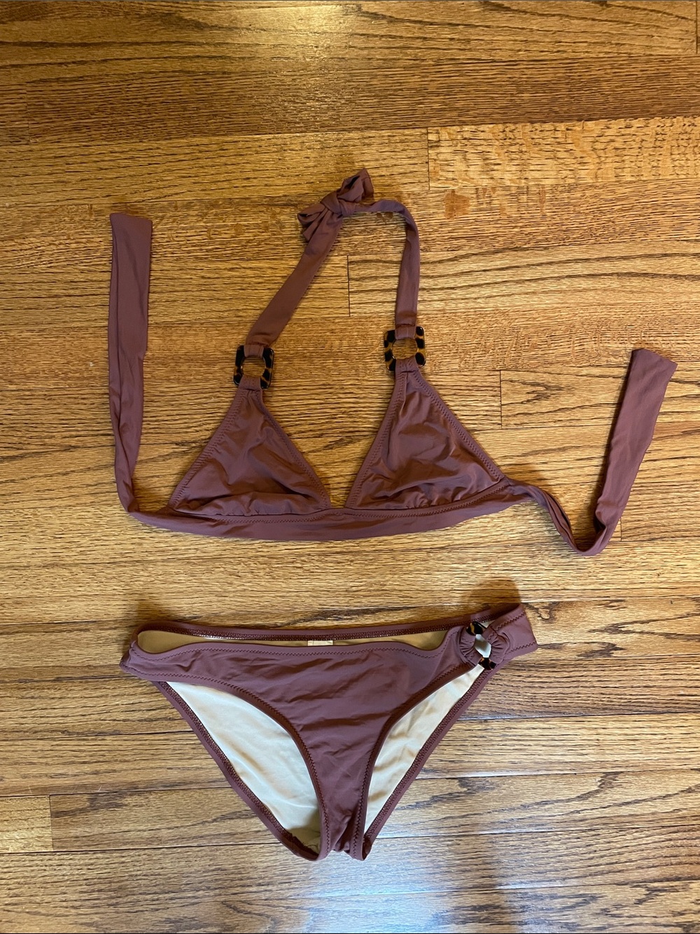 J. Crew Mauve Brown Tortoise Ring Triangle Bikini